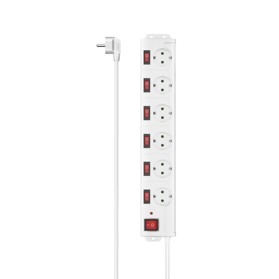 Hama pikendusjuhe Socket Line 6+1 XL Single Switchable, 1,4m, valge