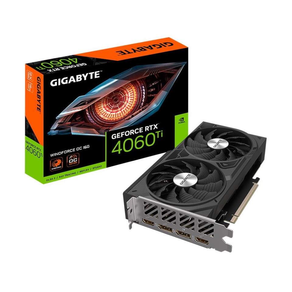 Gigabyte videokaart nVidia GeForce RTX 4060 Ti 16GB GDDR6 128bit PCIe 4.0 16x GPU 2565MHz gv-n406twf2oc-16gd