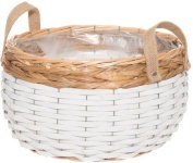 4Living istutuskorv Sonya Planter Basket, Round, 28 x 28 x 17cm, valge/pruun