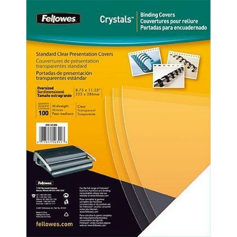 Fellowes Siduvkatted 53762 läbipaistev A4 PVC Plastmass 100tk