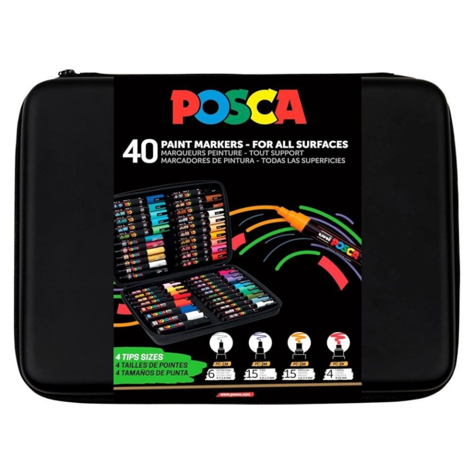 POSCA uni marker FINE ART kohver - 40 osaga komplekt