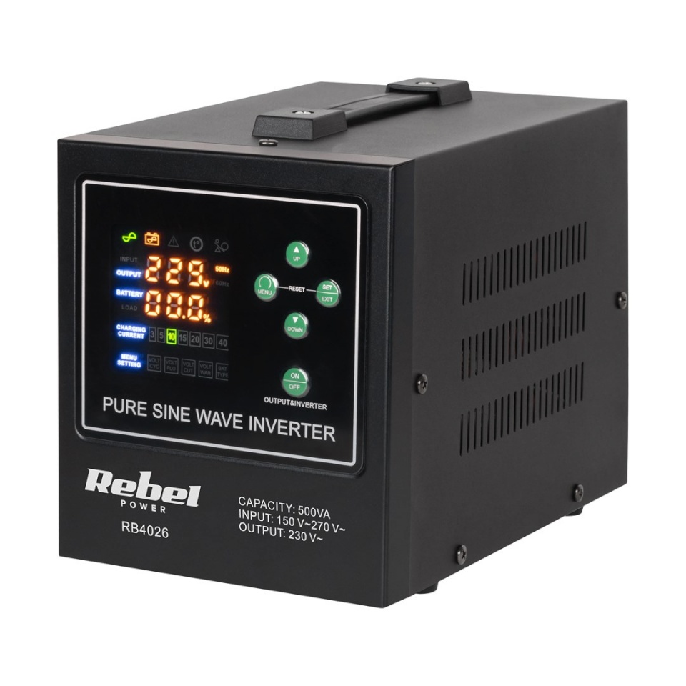 Rebel POWER-500-LFP4 emergency power supply – a pure sine wave inverter with a 12V charging function, 230V, 500VA/300W