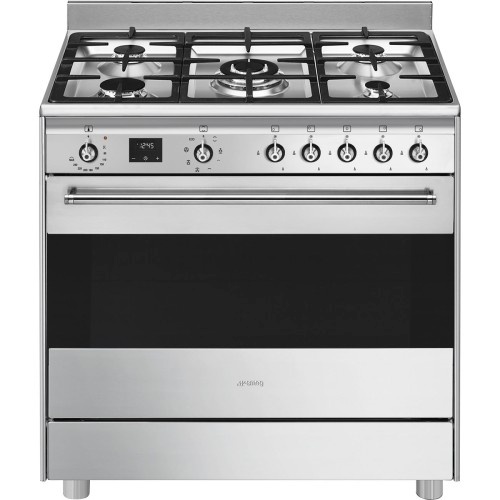 Smeg gaasipliit PRIMASCB9X Concerto, 5 x gaas, elektriahi, katalüüs/aurupuhastus, 90 cm, roostevaba-teras