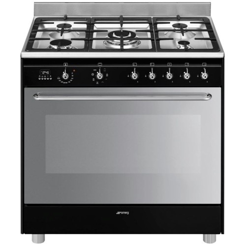 Smeg gaasipliit CG90N2 Mista, 5 x gaas, elektriahi, aurupuhastus, 90 cm, must