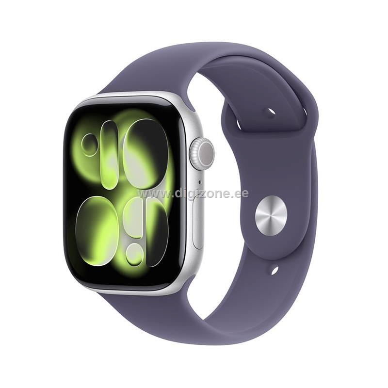 Apple Watch Series 11 GPS 42mm hõbedane Aluminium Case with lilla Fog Sport Band - S/M