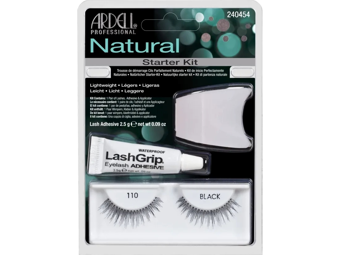Ardell komplekt Natural Fake Eyelashes Demi Wispies 110, 1 couple + Algae Adhesive 2,5g + Applicator, Black, naistele
