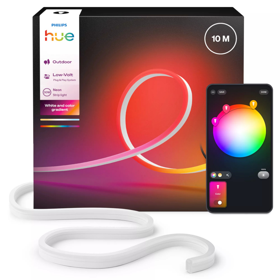Philips Hue Neon Lightstrip for outdoor use, 10m 30W Bluetooth, Zigbee