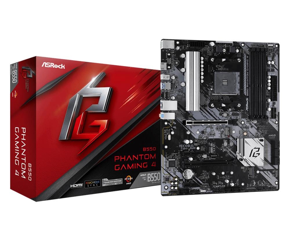 Asrock emaplaat B550 Phantom Gaming 4 - motherboard - ATX - Socket AM4 -, AMD B550