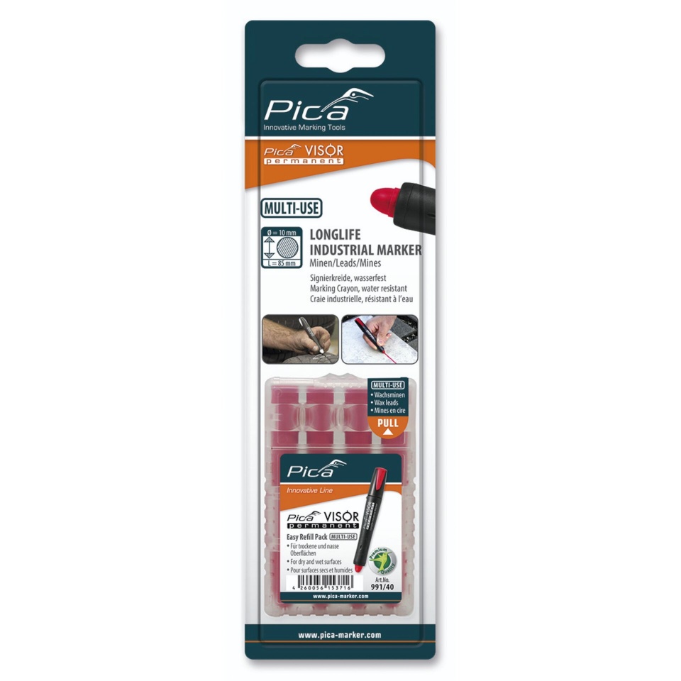 Pica marker VISOR permanent replacement refills punane / SB