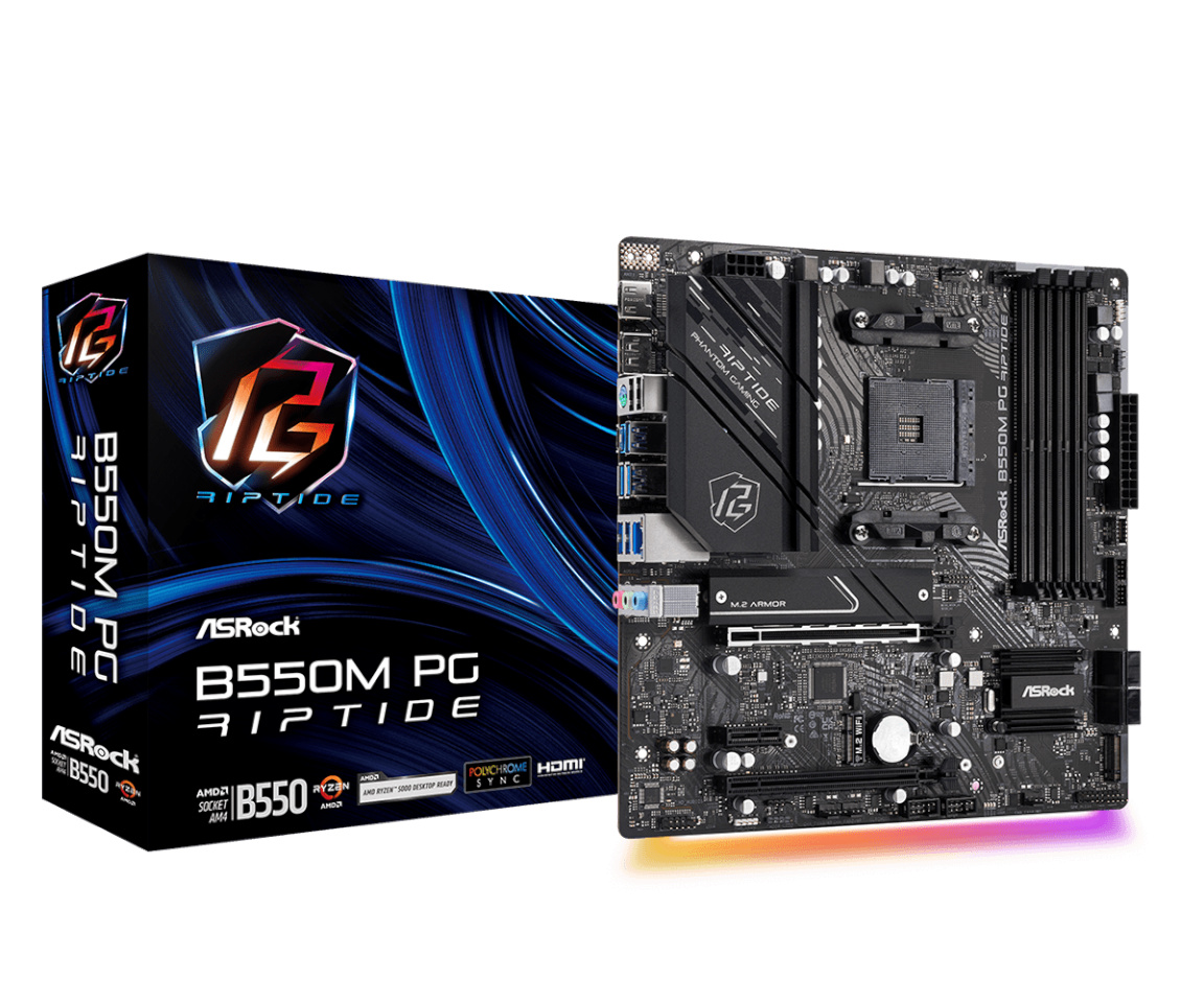 ASRock emaplaat B550M PG Riptide AMD AM4 DDR4 mATX, 90-MXBI90-A0UAYZ