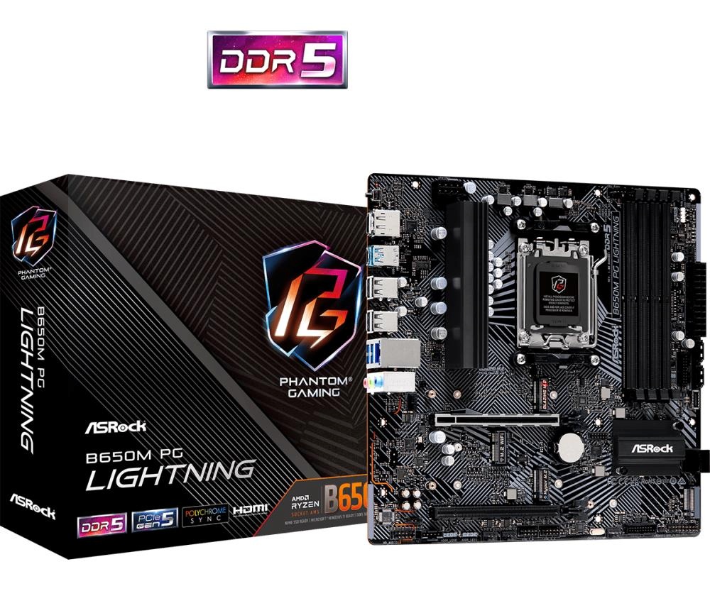 ASRock emaplaat B650M PG Lightning AM5 mATX DDR5