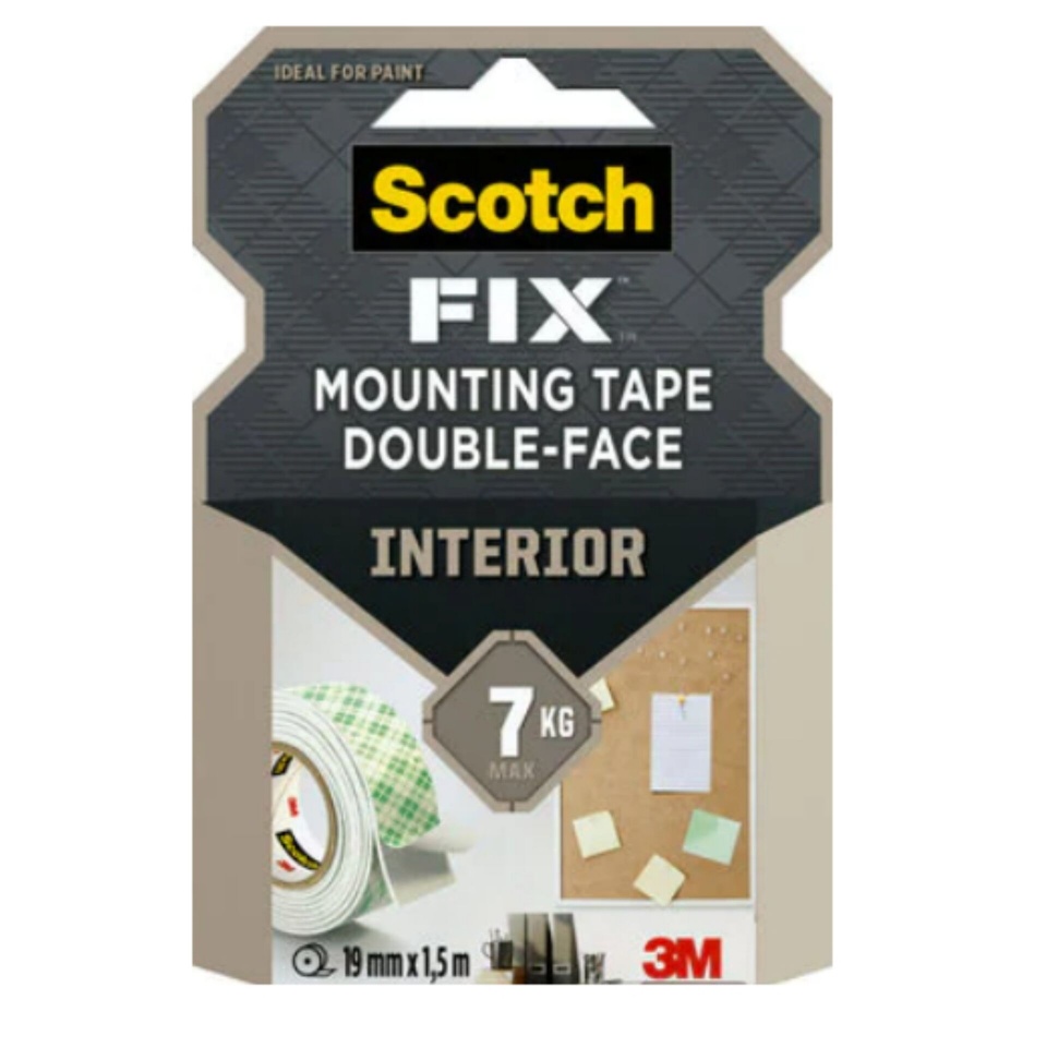 3M kahepoolne teip Scotch Fix Interior Double-Sided Adhesive Tape 19mm x 1,5m valge