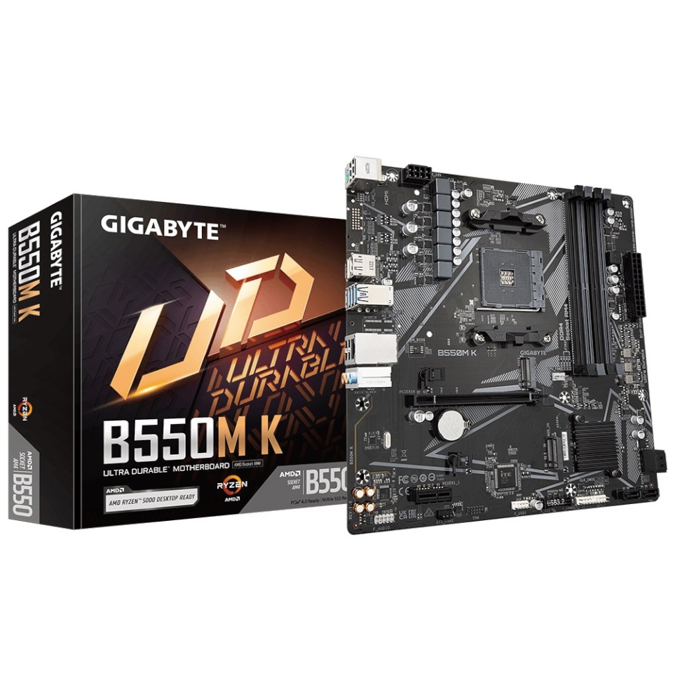 Gigabyte emaplaat B550M K, AMD, AM4, DDR4, mATX