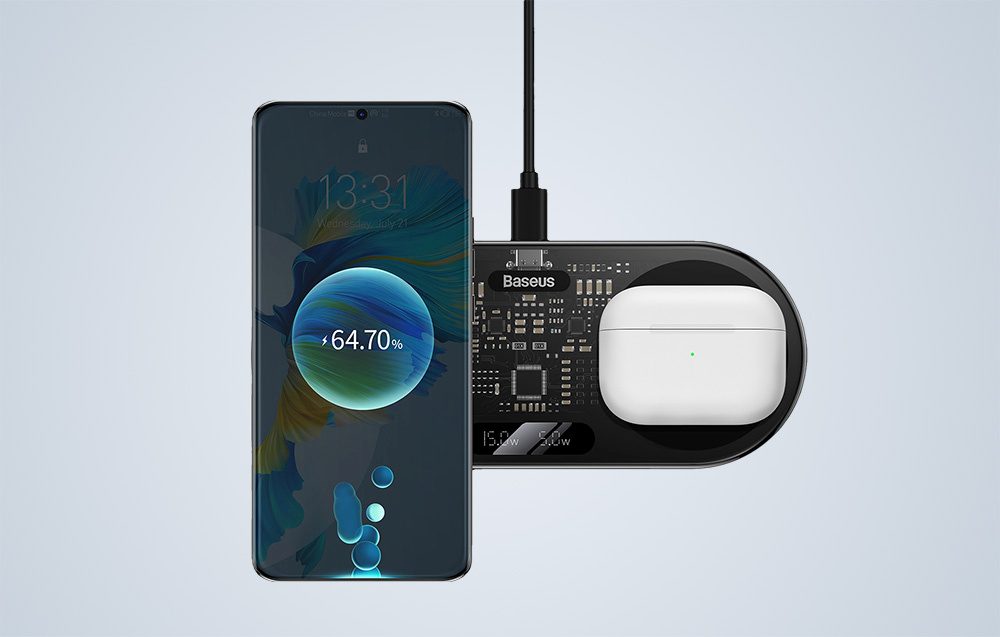 Baseus juhtmevaba laadija Digital LED Display Dual Qi Wireless Charger, 20W