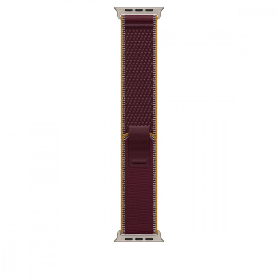 Apple kellarihm Watch 49mm Burgundy Trail Loop - S/M - Natural Titanium Finish