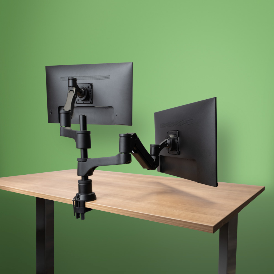 R-Go Monitorarm 0"-32" 2TFT Max.9KG Caparo 4 Gasfeder sil
