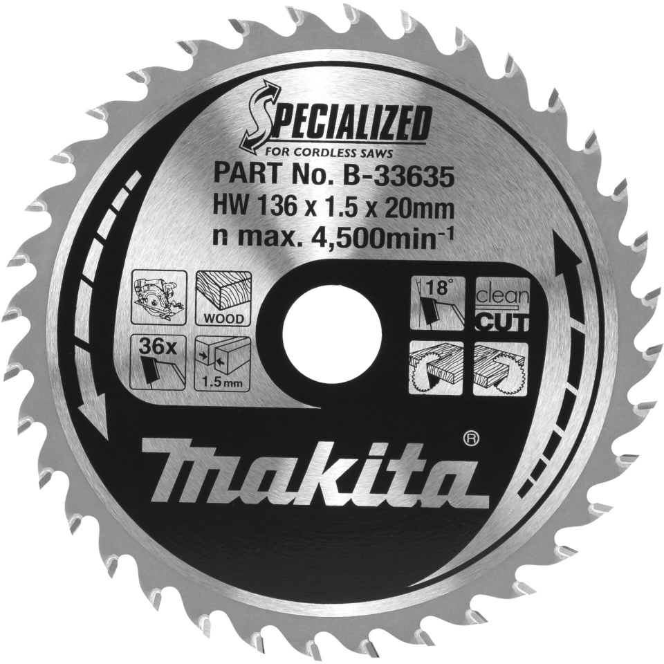 Makita saeketas B-33635 SPECIALIZED Saw Blade 136x20x36Z