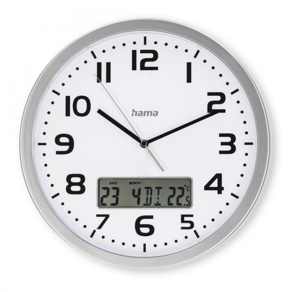 Hama seinakell Moorea DCF Radio Wall Clock, 30cm, hõbedane 