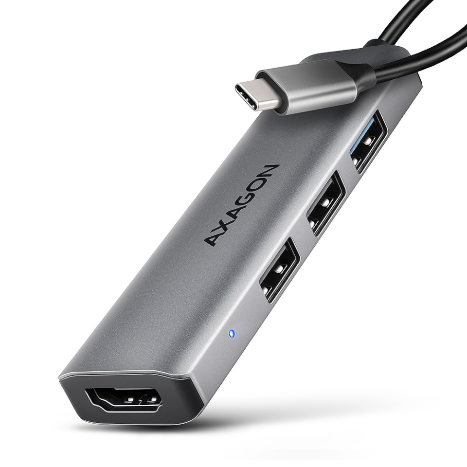 AXAGON HMC-H3A USB 5Gbps hub, 3x USB-A, HDMI 4k/30Hz, 15cm USB-C cable | AXAGON