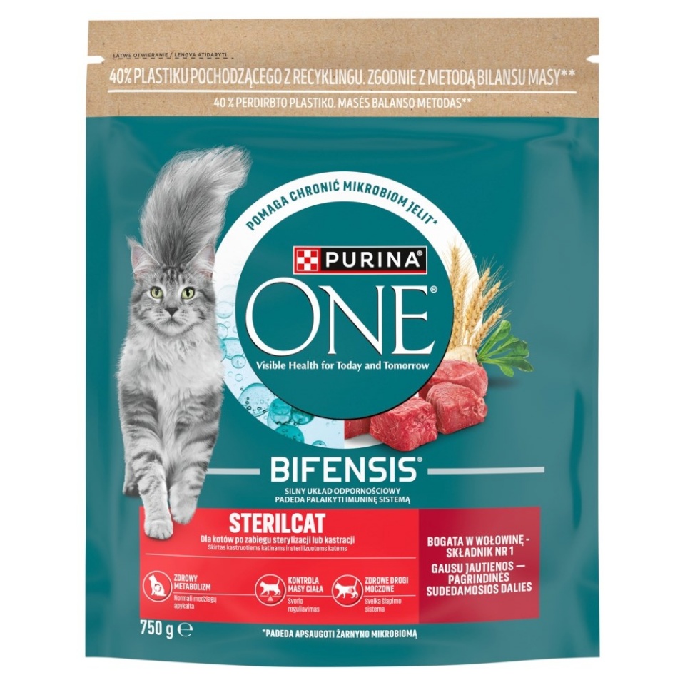 Purina Nestle kuivtoit kassile One Bifensis Sterilcat Rich in Beef, 750g