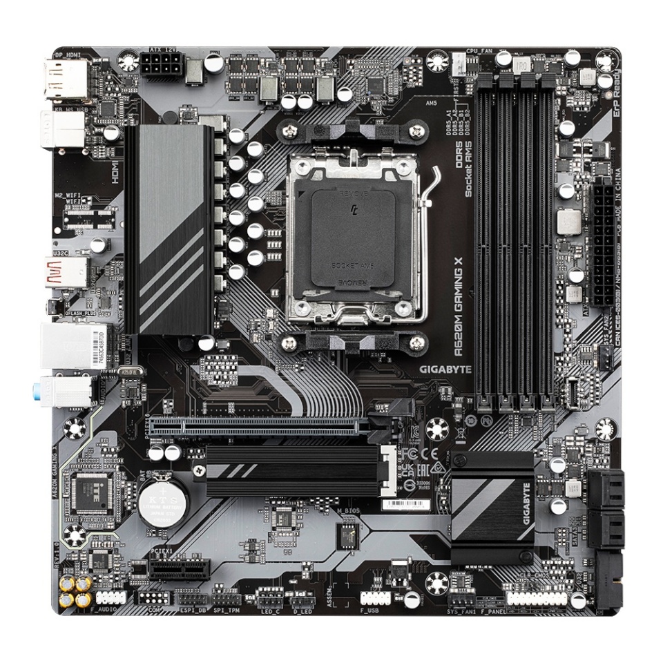Gigabyte emaplaat A620M GAMING XG10, AMD, AM5, DDR5 DIMM, 	SATA, M.2, AMD A620, mATX
