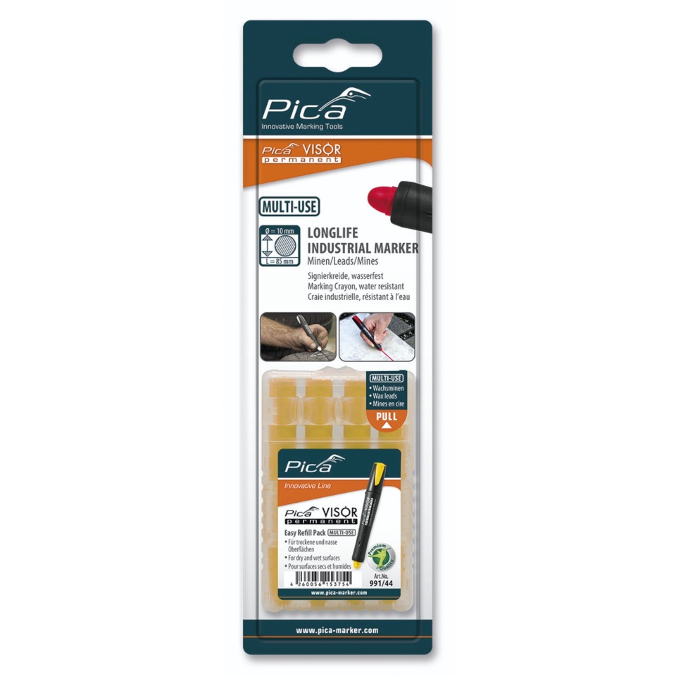 Pica marker VISOR permanent replacement refills kollane / SB