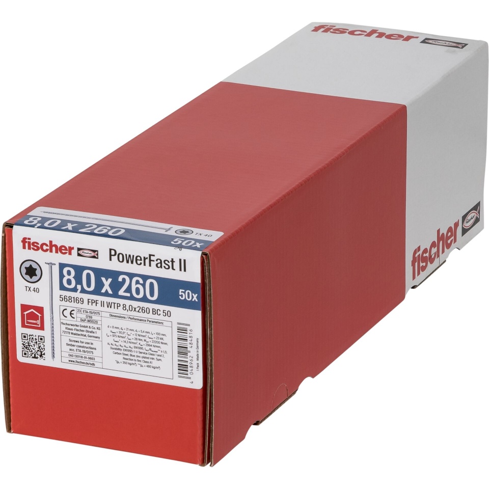 Fischer kruvide komplekt PowerFast II 8,0x260 TK TX TG blvz 50