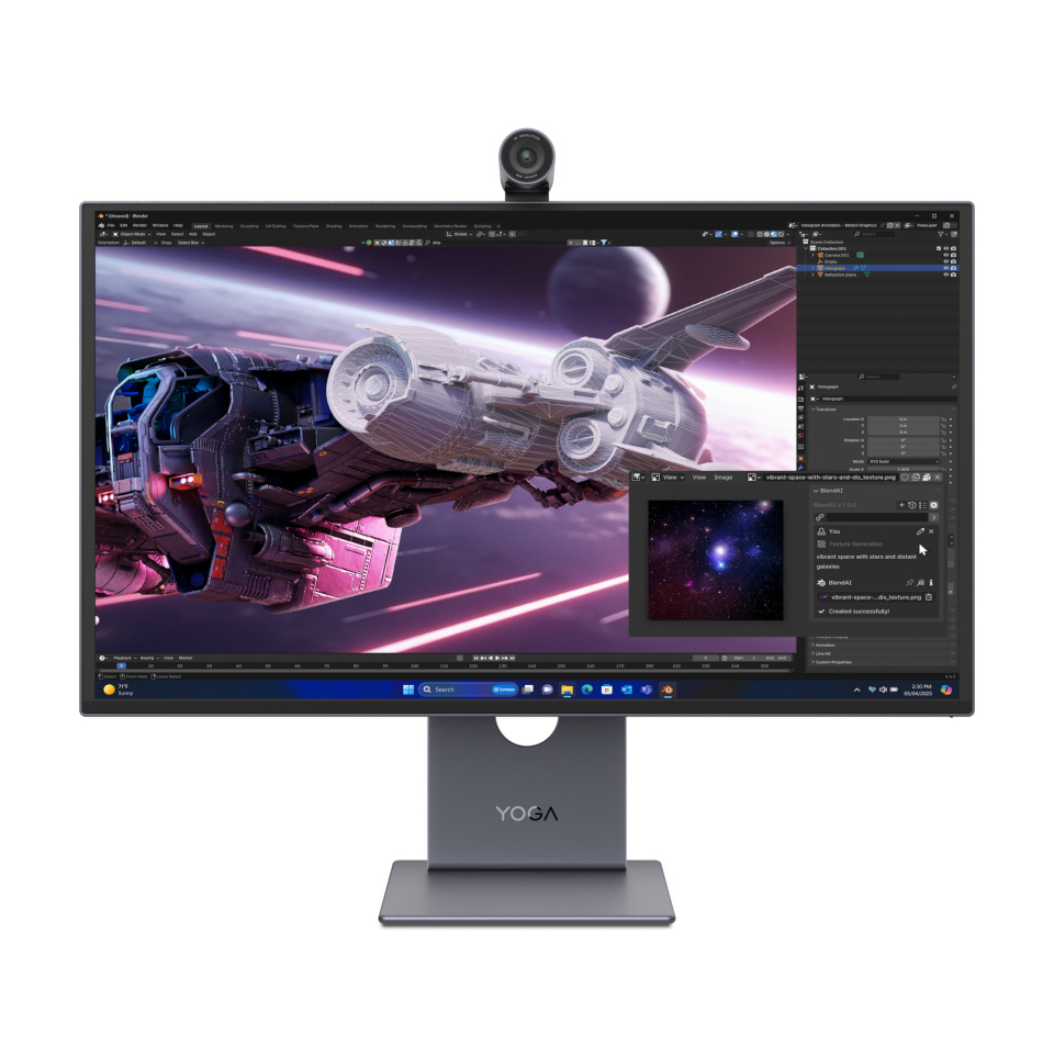 Lenovo monitor YOGA PRO 27UD-10 26.5" QD-OLED (3840X2160) 120HZ/250NITS/0.03MS/99% SRGB, 99% DCI-P3, 96% ADOBE® RGB/MODULAR CAMERA WITH SONY IMX678 CMOS/4X USB-C/2X USB-A/HDMI 2.1/DP 1.4 (3YEAR WARRANTY)