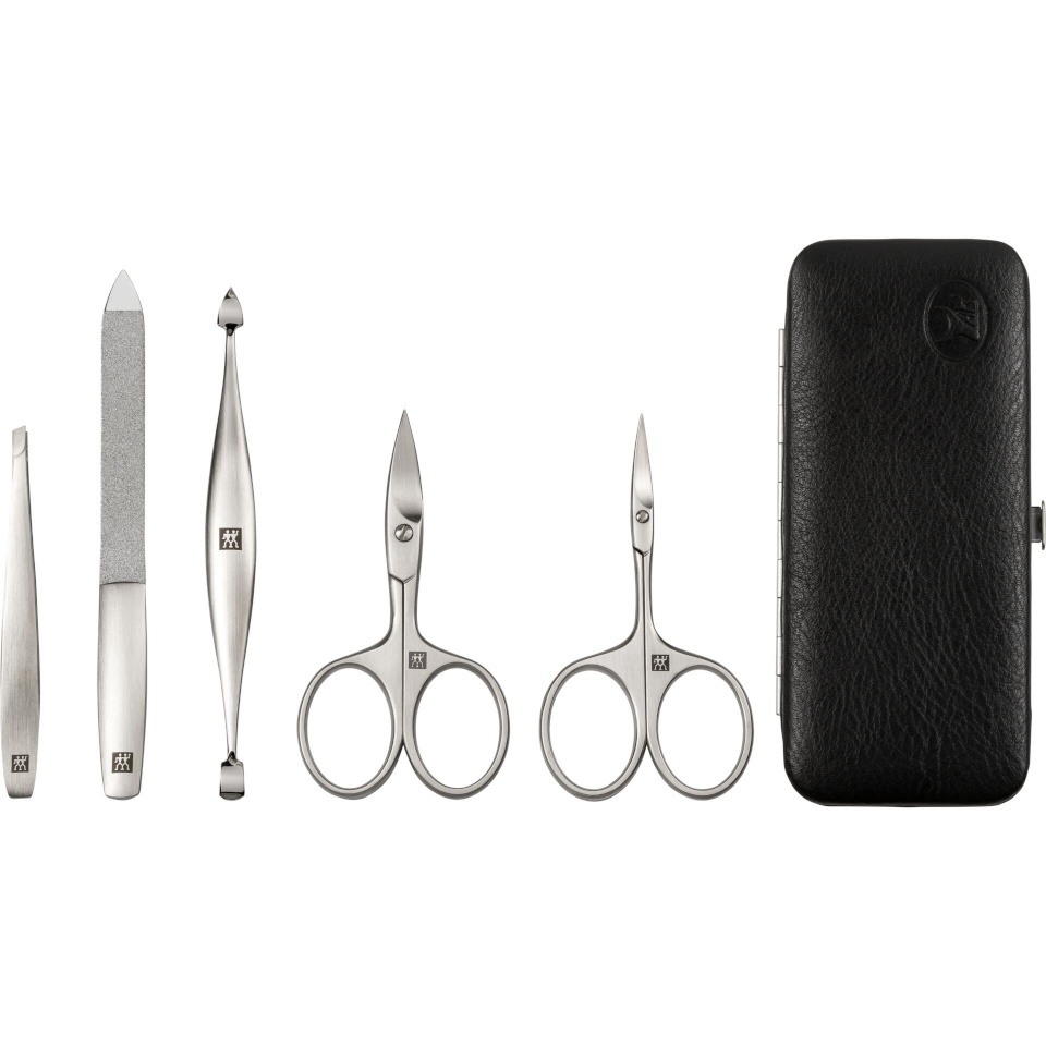 Zwilling küünehoolduskomplekt Twinox Yak Leather Case, 5tk, must