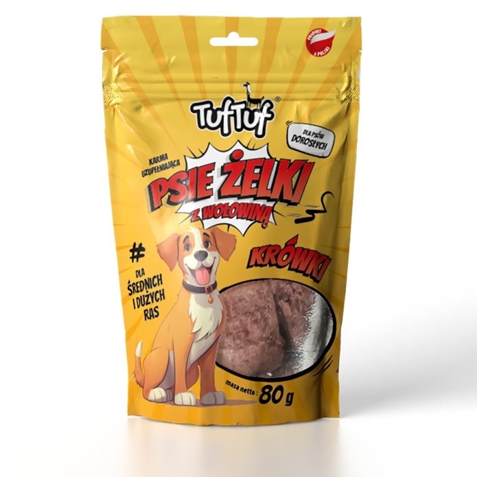 Tuftuf maius koerale Dog Jelly Beans Beef Fudge, 80g