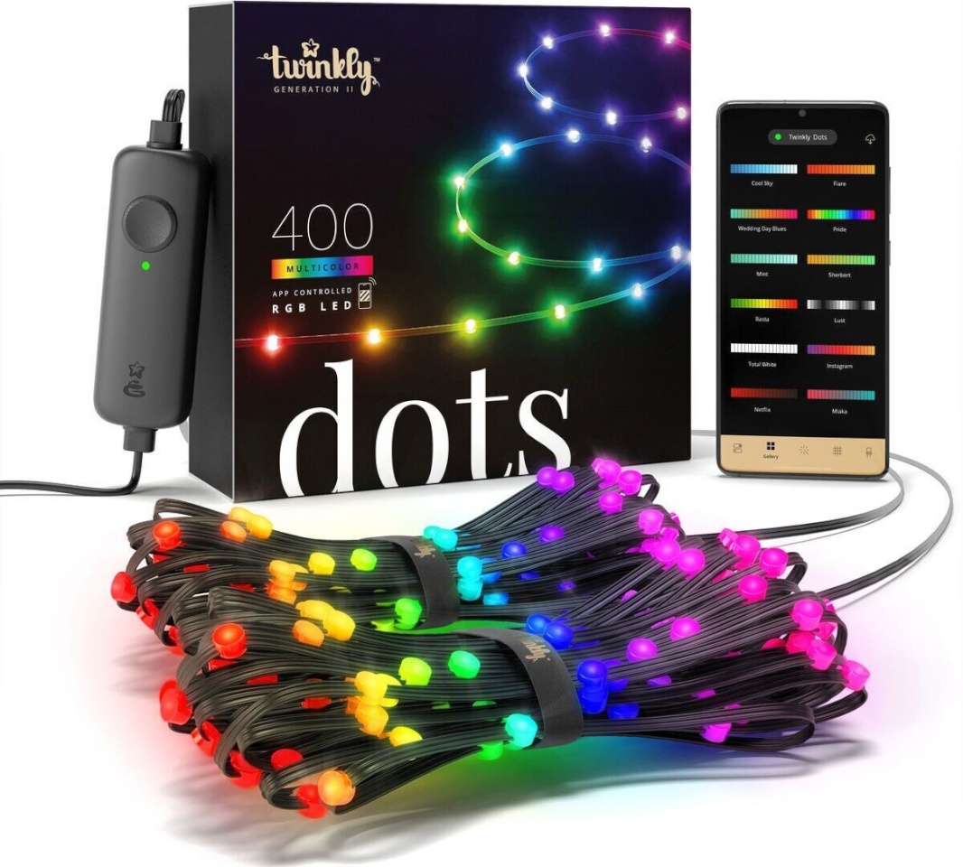 Twinkly valgusriba Dots LED Light Strip, 400 LEDs, RGB, Wi-Fi, IP44, must