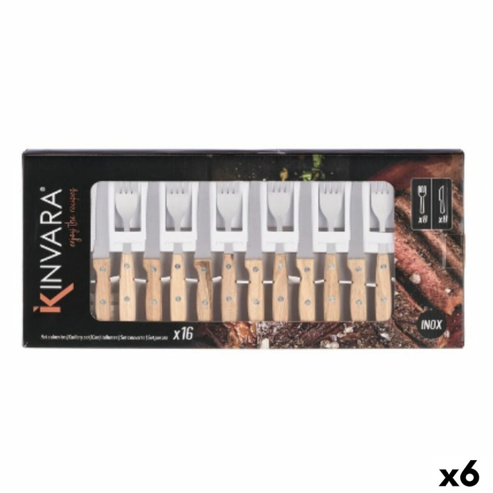 Kinvara söögiriistad pruun Hõbedane Puit Metall 16tk (6tk)