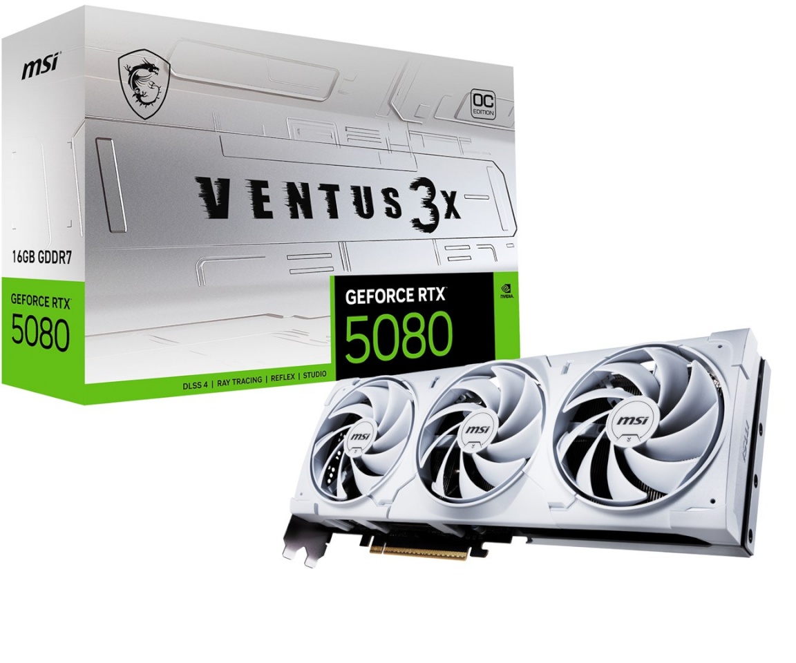 MSI videokaart nVidia GeForce VENTUS RTX 5080 16G 3X OC valge 16 GB GDDR7