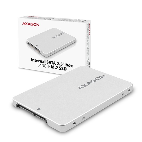AXAGON kettaboks ALU kere, RSS-M2SD SATA - M.2 SSD SATA, up to 80mm SSD, hõbedane