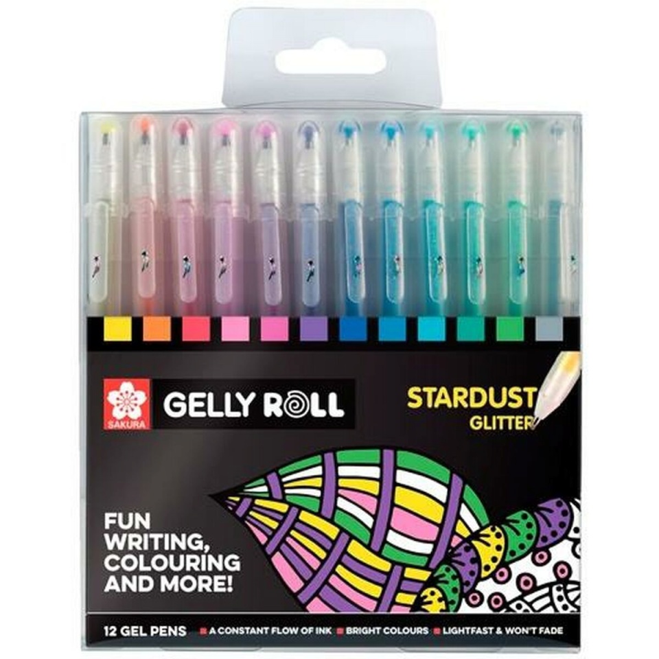 Talens Sakura Biro pastapliiatsite komplekt Stardust Glitter 12 Tükid, osad