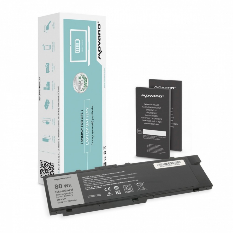 Movano sülearvuti aku MFKVP for Dell Precision 15 7510 17 7710 - 7000 mAh (80 Wh)
