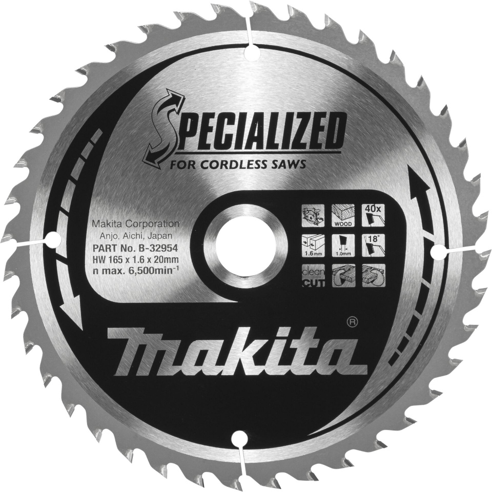 Makita saeketas B-32954 SPECIALIZED Saw Blade 165x20x40Z