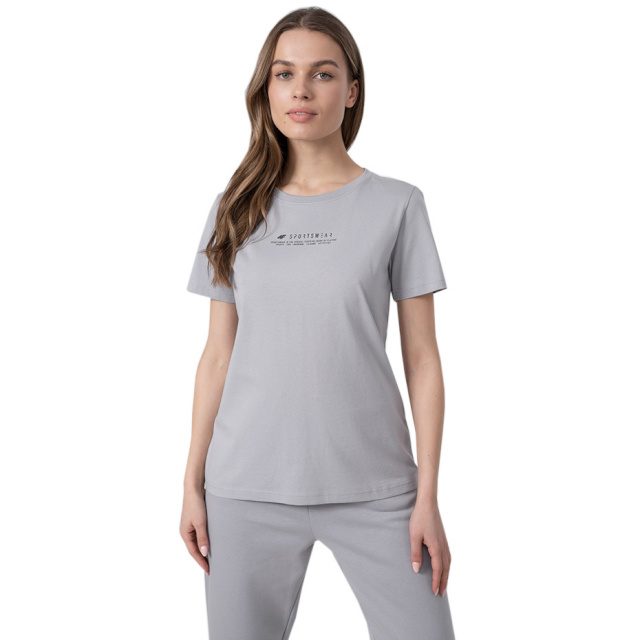 4F T-särk naistele külm helehall H4Z22 TSD019 27S suurus S