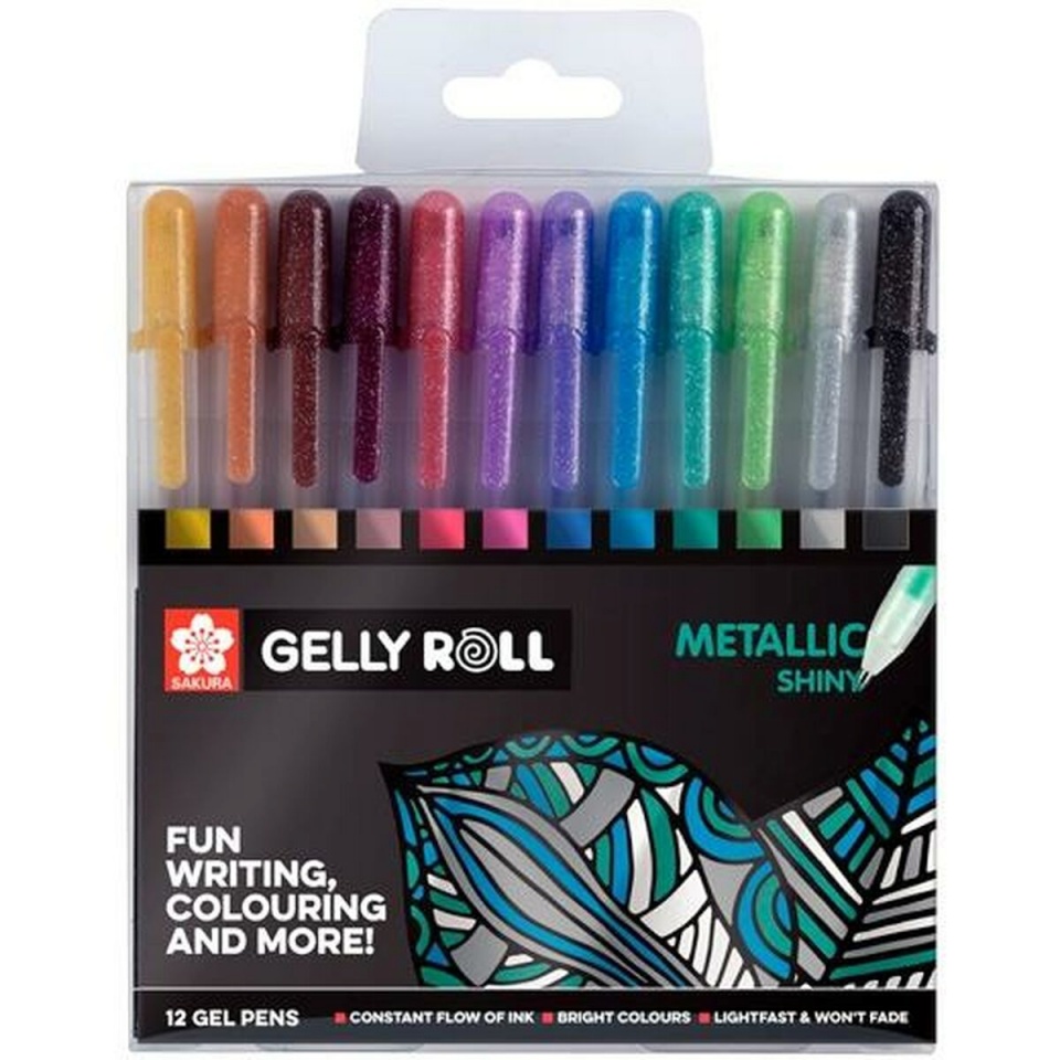 Talens Sakura Biro pastapliiatsite komplekt Gelly Roll Metallic 12 Tükid, osad