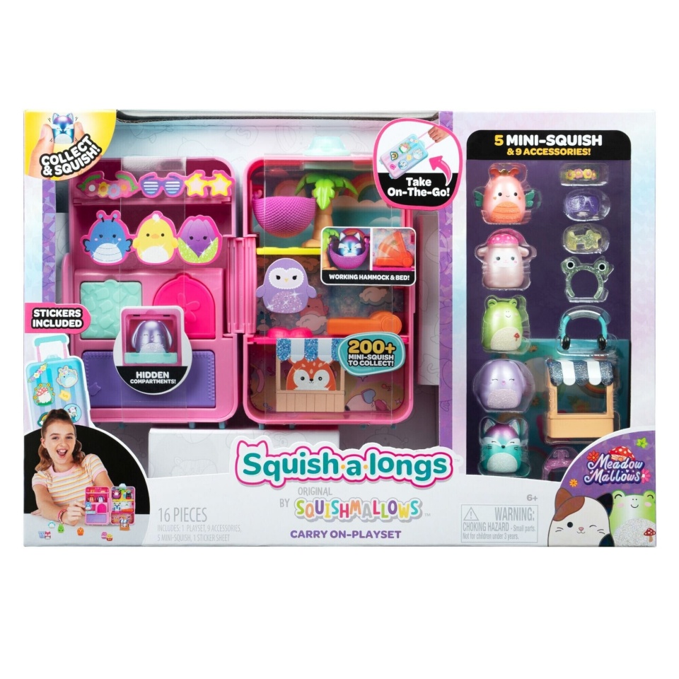 S5 suhkruga glasuuritud kohvri mängukomplekti Squishmallows pehme mänguasi Squish-a-longs