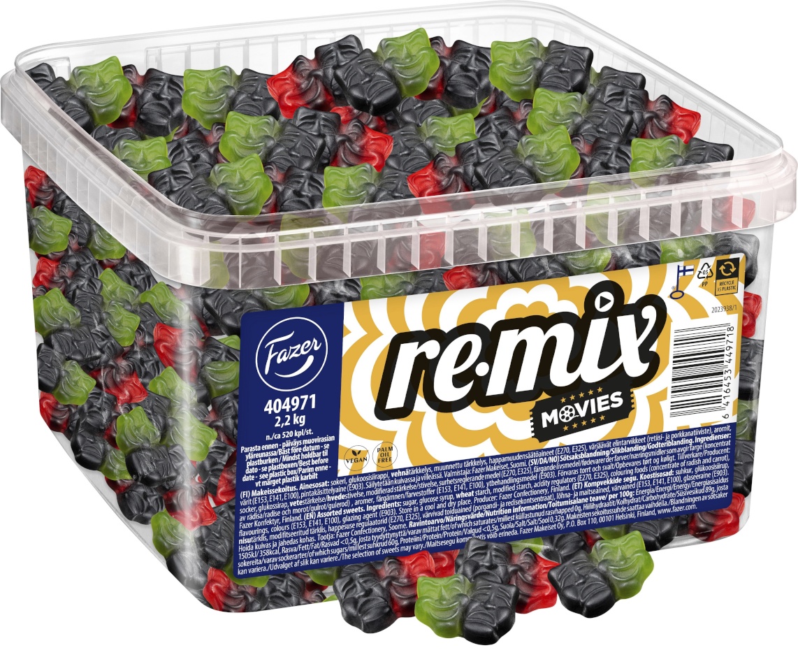 Fazer lahtised kommid Remix Movies Loose Candy, 2,2kg
