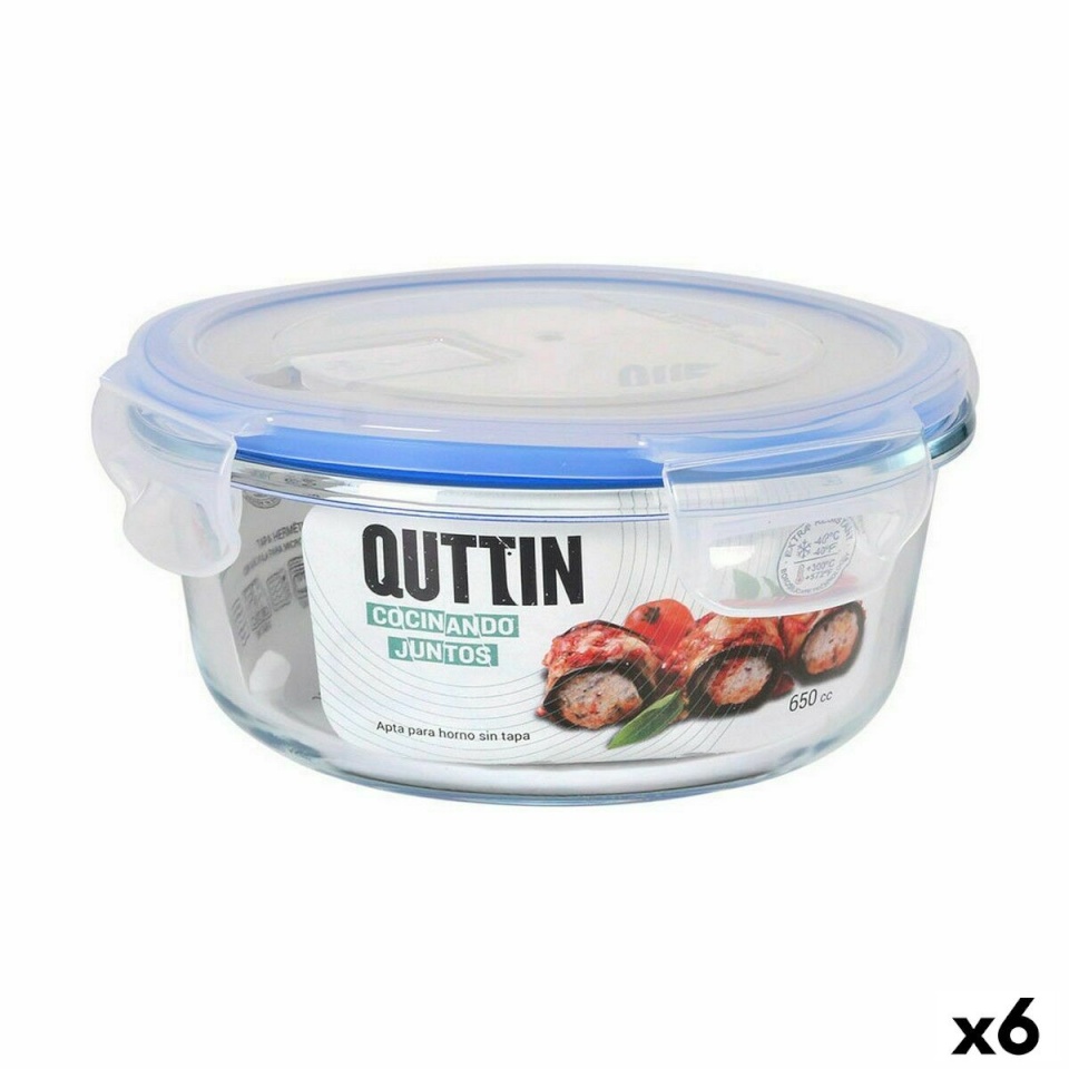 Quttin hermeetiline lõunasöögi karp Ümmargune 650ml ø 15,5x7,1cm (6tk)