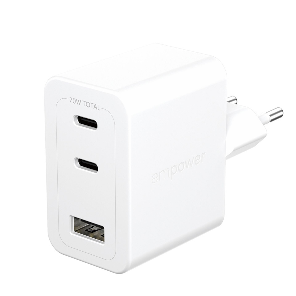 PanzerGlass laadija empower 70W Charger 2x USB-C 1x USB-A valge