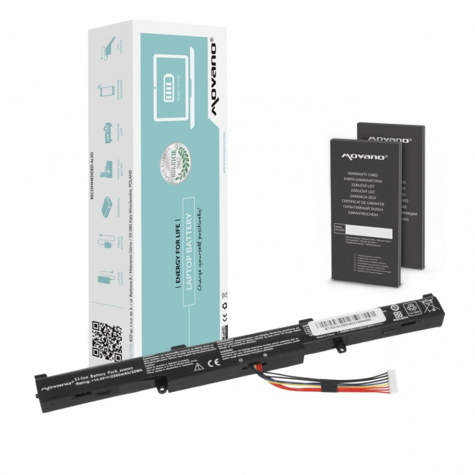 Movano sülearvuti aku A41N1611 for ASUS ROG GL553 GL553VW GL553VD GL553VE GL753V - 2200 mAh (32 Wh)