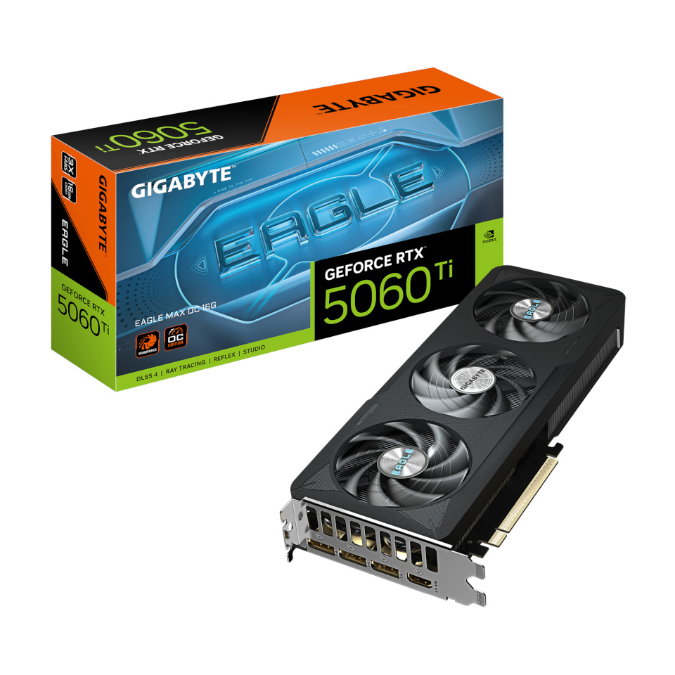 Gigabyte videokaart GeForce RTX 5060 Ti EAGLE MAX OC 16G |, nVidia | 16GB | GeForce RTX 5060 Ti | GDDR7 | HDMIx1 | PCI-E 5.0