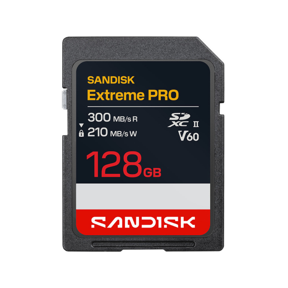 SanDisk 128GB SDXC Extreme PRO R300MB/s W210MB/s UHS-II V60 U3 C10 6K mälukaart