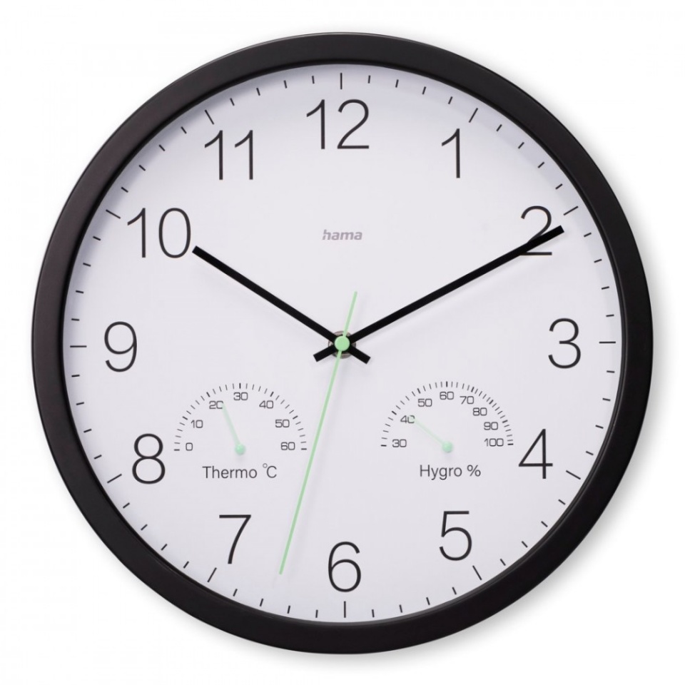 Hama seinakell Santorini Wall Clock, 30cm, must