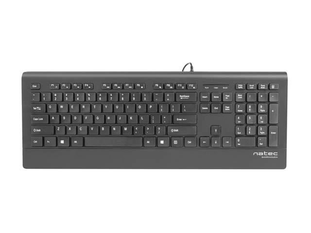 Natec klaviatuur Mulitmedia Keyboard BARRACUDA Slim USB, US layout, must