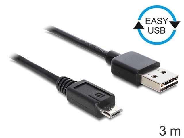 Delock kaabel Cable USB micro AM-MBM5P EASY-USB 2.0 3M