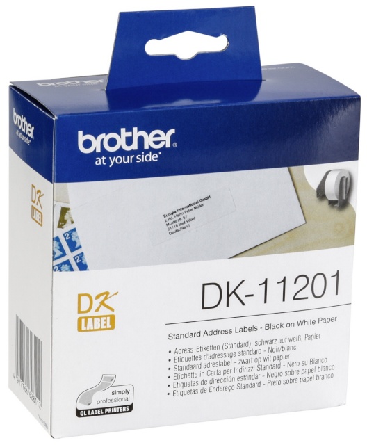 Brother etikett Address Labels 29x90mm must/valge, 400tk (DK-11201)